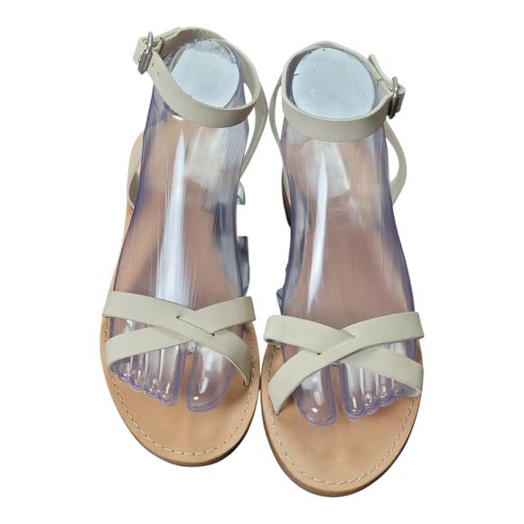 Madewell Boardwalk‎ Tan Leather Ankle Strap Flat Strappy Sandads Women's 7.5 US - Picture 1 of 10
